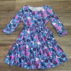 Lilly Pulitzer Geanna Swing Dress Medium Boca Blue Birds Eye View Floral